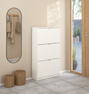 Shoes παπουτσοθήκη με 3 πτυσσόμενες πόρτες ( έως 18 ζευγάρια παπούτσια ) 70,3x24x123,6εκ. Λευκό