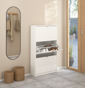 Shoes παπουτσοθήκη με 3 πτυσσόμενες πόρτες ( έως 18 ζευγάρια παπούτσια ) 70,3x24x123,6εκ. Λευκό