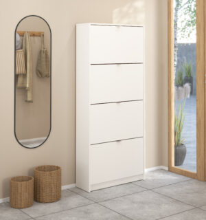 Shoes παπουτσοθήκη με 4 πτυσσόμενες πόρτες ( έως 24 ζευγάρια παπούτσια ) 70,3x24x162εκ. Λευκό