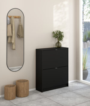 Shoes παπουτσοθήκη με 2 πτυσσόμενες πόρτες ( έως 12 ζευγάρια παπούτσια ) 70,3x24x85,2cm. Μαύρο