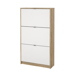 Shoes παπουτσοθήκη με 3 πτυσσόμενες πόρτες ( έως 18 ζευγάρια παπούτσια ) 70,3x24x123,6εκ. Λευκό / Δρυς