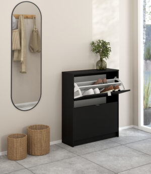 Shoes παπουτσοθήκη με 2 πτυσσόμενες πόρτες ( έως 12 ζευγάρια παπούτσια ) 70,3x24x85,2cm. Μαύρο