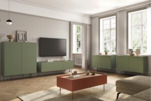 Τραπεζάκι Σαλονιού Dessi Κεραμιδί+Δρυς 120x45x60cm με 2 συρτάρια - BOG4589