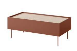 Τραπεζάκι Σαλονιού Dessi Κεραμιδί+Δρυς 120x45x60cm με 2 συρτάρια - BOG4589