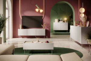 Τραπεζάκι Σαλονιού Dessi Μπεζ 120x45x60cm με 2 συρτάρια - BOG4589