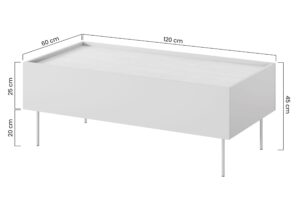 Τραπεζάκι Σαλονιού Dessi Μπεζ 120x45x60cm με 2 συρτάρια - BOG4589