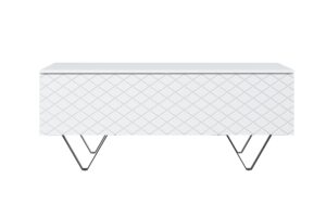 Τραπεζάκι Σαλονιού Sky Λευκό Ματ + Μαύρα Πόδια 120x48x55cm με αποθηκευτικό χώρο & τρίγωνα πόδια - BOG4589