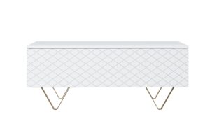 Τραπεζάκι Σαλονιού Sky Λευκό Ματ + Χρυσά Πόδια 120x48x55cm με αποθηκευτικό χώρο & τρίγωνα πόδια - BOG4589