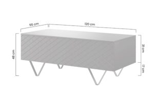 Τραπεζάκι Σαλονιού Sky Λευκό Ματ + Χρυσά Πόδια 120x48x55cm με αποθηκευτικό χώρο & τρίγωνα πόδια - BOG4589