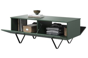 Τραπεζάκι Σαλονιού Sky Φυστικί + Μαύρα Πόδια 120x48x55cm με αποθηκευτικό χώρο & τρίγωνα πόδια - BOG4589