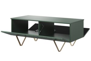 Τραπεζάκι Σαλονιού Sky Φυστικί + Χρυσά Πόδια 120x48x55cm με αποθηκευτικό χώρο & τρίγωνα πόδια - BOG4589