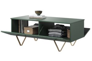 Τραπεζάκι Σαλονιού Sky Φυστικί + Χρυσά Πόδια 120x48x55cm με αποθηκευτικό χώρο & τρίγωνα πόδια - BOG4589