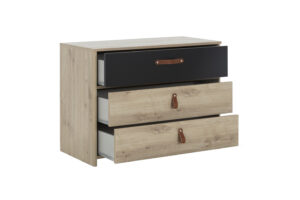 Arthus συρταριέρα με 3 συρτάρια Δρυς Artisan/Μαύρο 85x41x68εκ.