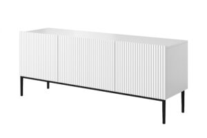 Έπιπλο Τηλεόρασης Niki Λευκό Ματ + Μαύρα Πόδια 150x53x45cm με 3 ντουλάπια - BOG4589