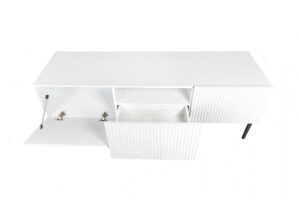 Έπιπλο Τηλεόρασης Niki Λευκό Ματ + Μαύρα Πόδια 150x53x45cm με 3 ντουλάπια - BOG4589