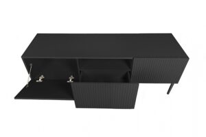 Έπιπλο Τηλεόρασης Niki Μαύρο Ματ + Μαύρα Πόδια 150x53x45cm με 3 ντουλάπια - BOG4589