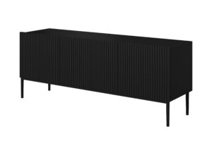 Έπιπλο Τηλεόρασης Niki Μαύρο Ματ + Μαύρα Πόδια 150x53x45cm με 3 ντουλάπια - BOG4589