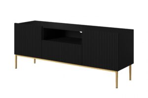 Έπιπλο Τηλεόρασης Niki Μαύρο Ματ + Χρυσά Πόδια 200x60x45cm - BOG4589