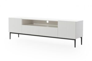 Έπιπλο Τηλεόρασης Niki Λευκό Ματ + Μαύρα Πόδια 200x60x45cm - BOG4589