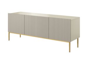 Έπιπλο Τηλεόρασης Niki Μπεζ + Χρυσά Πόδια 150x53x45cm με 3 ντουλάπια - BOG4589
