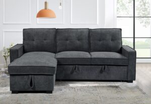 Tiago Γωνιακός καναπές κρεβάτι με αποθηκευτικό χώρο 222x150x94εκ. Γκρι σκούρο με αναστρέψιμη γωνία