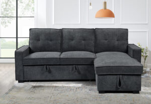 Tiago Γωνιακός καναπές κρεβάτι με αποθηκευτικό χώρο 222x150x94εκ. Γκρι σκούρο με αναστρέψιμη γωνία