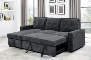 Tiago Γωνιακός καναπές κρεβάτι με αποθηκευτικό χώρο 222x150x94εκ. Γκρι σκούρο με αναστρέψιμη γωνία