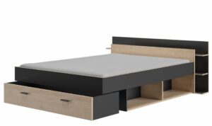 Tonight Κρεβάτι διπλό με αποθηκευτικούς χώρους 191x221εκ. ( για στρώμα 160x200εκ. ) Black/Natural Chestnut