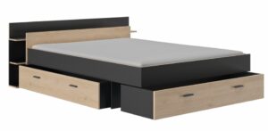 Tonight Κρεβάτι διπλό με αποθηκευτικούς χώρους 191x221εκ. ( για στρώμα 160x200εκ. ) Black/Natural Chestnut