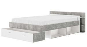 Tonight Κρεβάτι διπλό με αποθηκευτικούς χώρους 171x211εκ. ( για στρώμα 140x190εκ. ) Λευκό / Beton