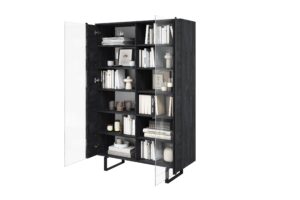 Βιτρίνα Vera Ανθρακί + Μαύρα Πόδια 120x187x45cm με τζάμι - BOG4589