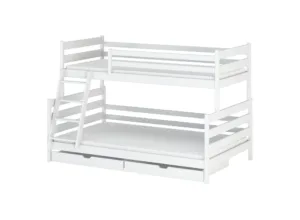 Λευκή κουκέτα FAM 90x200/120x200 με ευρύτερο κατάστρωμα LN8556