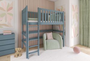 Παιδικό κρεβάτι 80x160 στάχτο μονό κουκέτα ημιώροφο LN3836