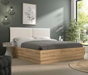 Rivoli κρεβάτι διπλό με αποθηκευτικό χώρο 145x196x101εκ. ( για στρώμα 140x190εκ. ) Artisan Oak /  Μπεζ ύφασμα