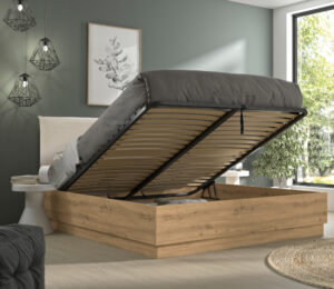 Rivoli κρεβάτι διπλό με αποθηκευτικό χώρο 165x206x101εκ. ( για στρώμα 160x200εκ. ) Artisan Oak / Μπεζ ύφασμα