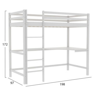ΠΑΙΔΙΚΟ ΚΡΕΒΑΤΙ ΚΟΥΚΕΤΑ ΜΕ ΓΡΑΦΕΙΟ AKRON HM702.03 ΞΥΛΟ ΠΕΥΚΟΥ ΛΕΥΚΟ-ΣΤΡΩΜΑ 90x190εκ