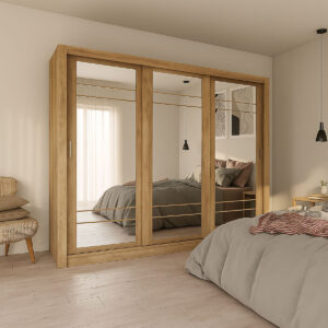 Ντουλάπα Grandio Χρυσό Δρυς με καθρέφτη 250x60x215cm