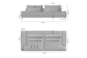 Καναπές/Κρεβάτι Niki/ Γκρι/ 249x93x106 BOG6527