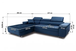 Γωνιακός Καναπές/Κρεβάτι Anna L II/Μπλε/ Αριστερή γωνία/ 277x98x201 BOG5765