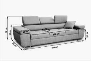 Καναπές/Κρεβάτι Anna / Γκρι/ 255x98x100 BOG6498