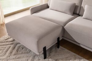 Σετ Καναπες και Πουφ Melia / Μπεζ/ 213x85x171 BOG20764