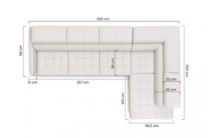 Γωνιακός Καναπές/Κρεβάτι Elaris Maxi / Μπεζ/ Δεξιά γωνία/ 320x97x203 BOG3658