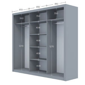 Ντουλάπα Grandio Γκρι 250x60x215cm