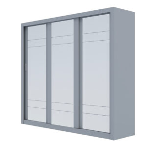 Ντουλάπα Grandio Γκρι με καθρέφτη 250x60x215cm