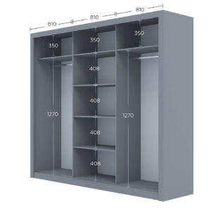 Ντουλάπα Grandio Γκρι με καθρέφτη 250x60x215cm