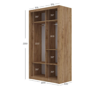 Ντουλάπα Linea Χρυσό Δρυς με καθρέφτη 120x60x215cm