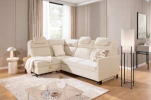 Καναπές/Κρεβάτι Lari με αποθηκευτικό χώρο/ Κρεμ/ Αριστερή γωνία/ 241x100x180 BOG3423