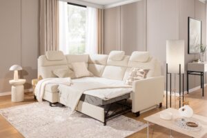 Καναπές/Κρεβάτι Lari με αποθηκευτικό χώρο/ Κρεμ/ Αριστερή γωνία/ 241x100x180 BOG3423