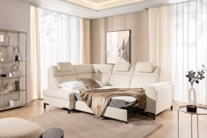 Καναπές/Κρεβάτι Lari με αποθηκευτικό χώρο/ Κρεμ/ Αριστερή γωνία/ 257x100x180 BOG3422