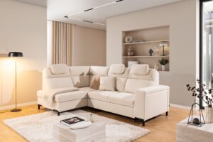 Καναπές/Κρεβάτι Lari με αποθηκευτικό χώρο/ Κρεμ/ Αριστερή γωνία/ 257x100x180 BOG3421